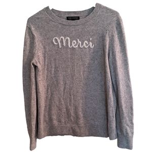banana republic • gray embroidered 'merci' sweater
